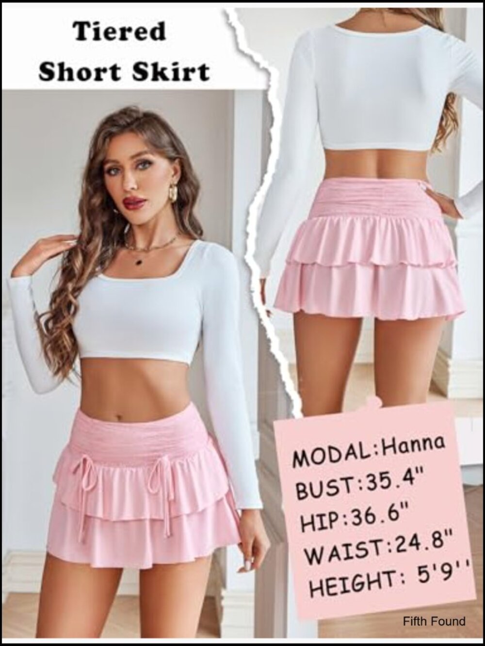 High Waisted Mini Skirt with Ruffle Layers, Stretchy Nylon Blend, Y2K Style - Picture 6 of 7